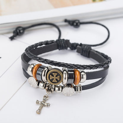 Leather Cross Bracelet