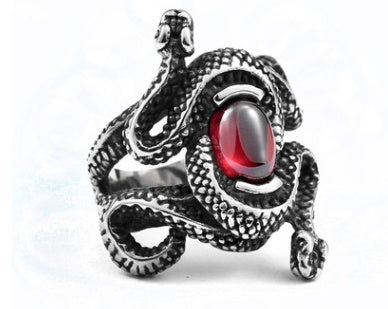 Coiled Snake Stone Ring