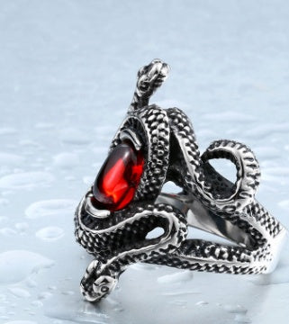 Coiled Snake Stone Ring