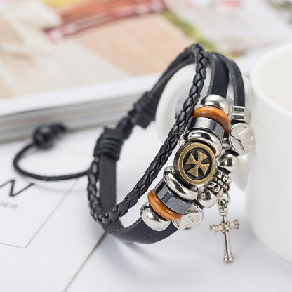 Leather Cross Bracelet