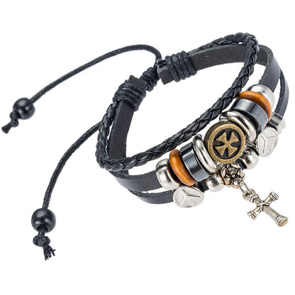 Leather Cross Bracelet