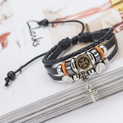 Leather Cross Bracelet